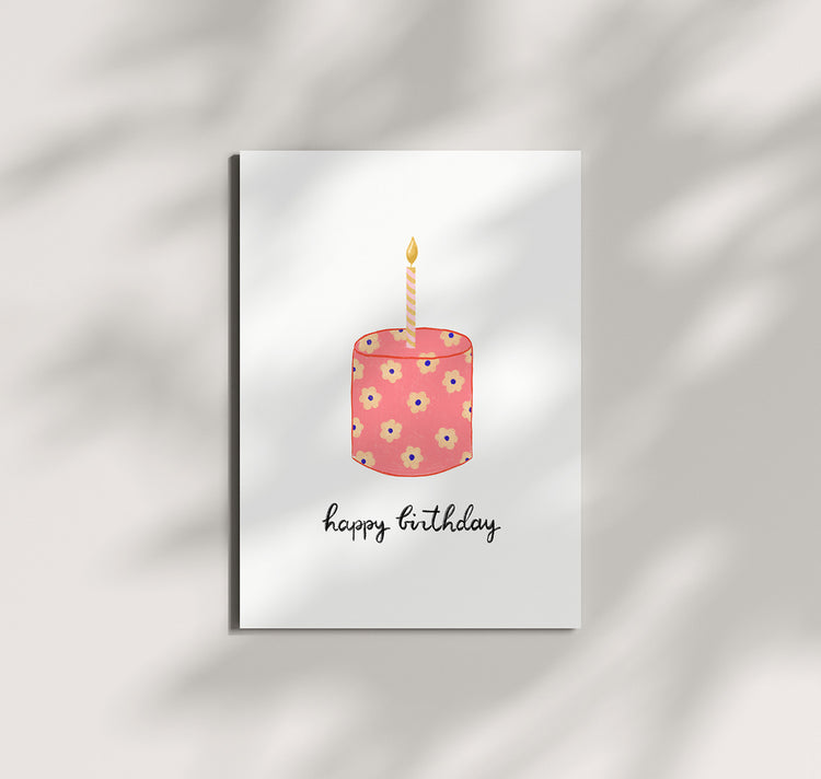 Pomba - Karte "birthday cake floral pink"