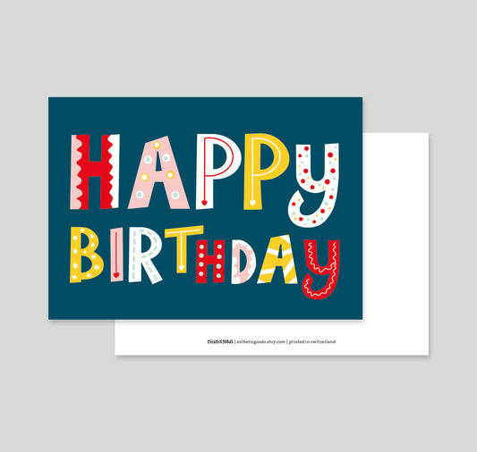 estheticgoods - Postkarte "Happy Birthday" (blau)